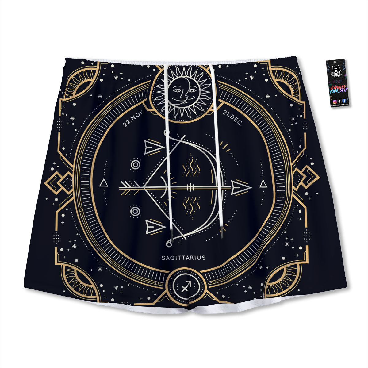 Zodiac Sign Vintage Sagittarius Print Mesh Shorts