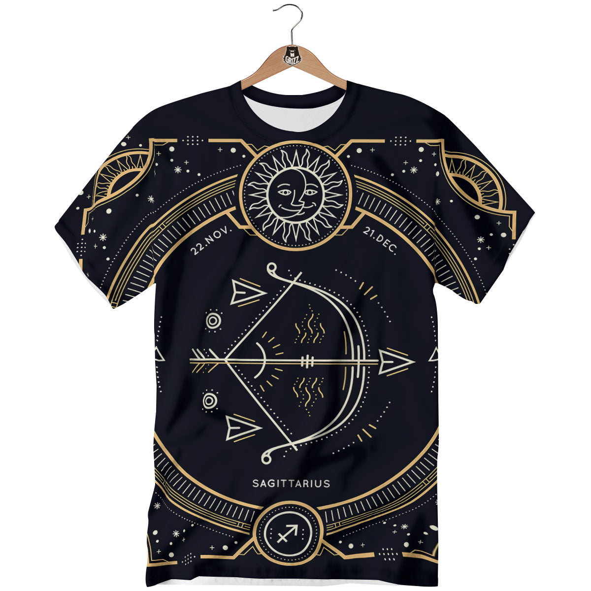 Zodiac Sign Vintage Sagittarius Print T-Shirt-grizzshop