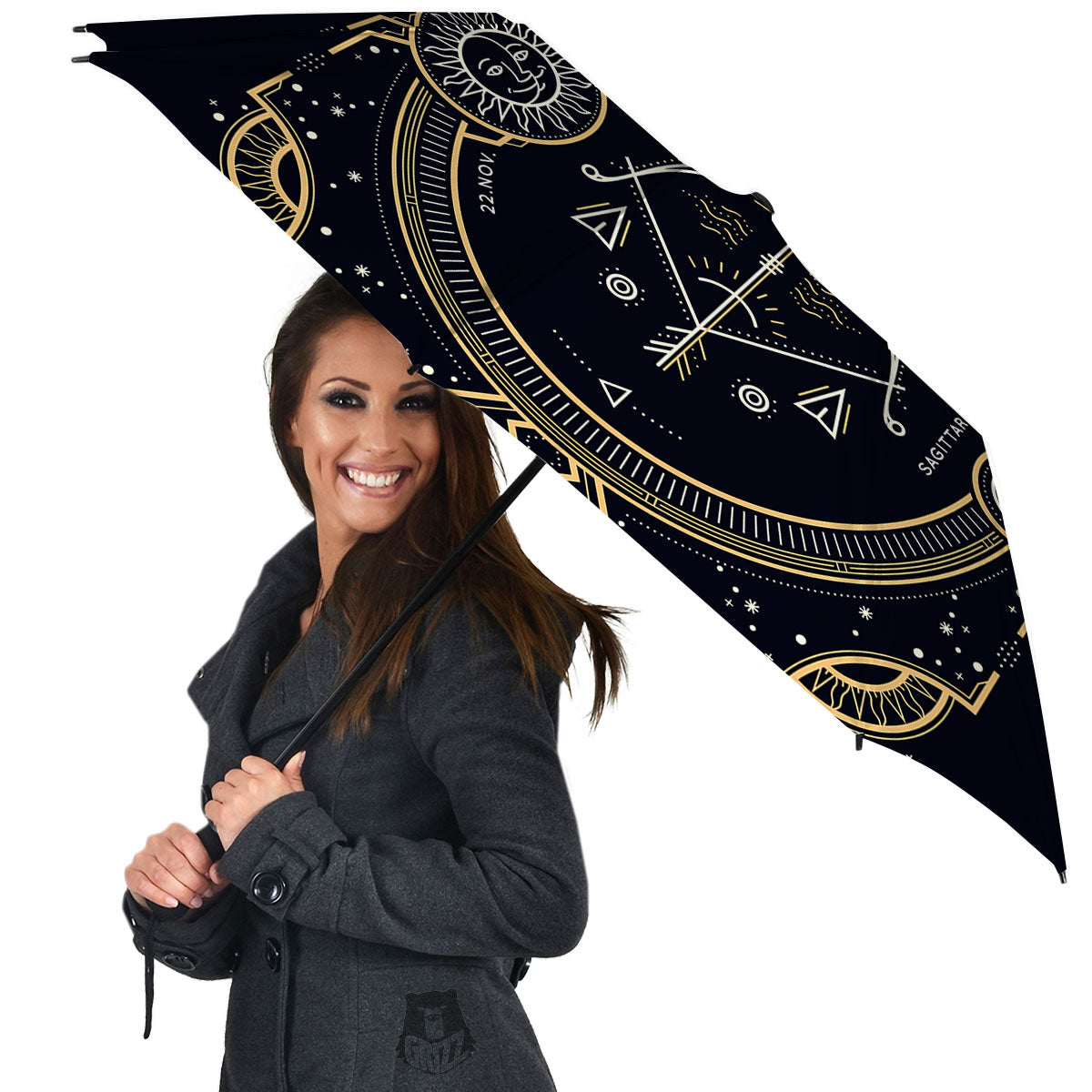 Zodiac Sign Vintage Sagittarius Print Umbrella-grizzshop