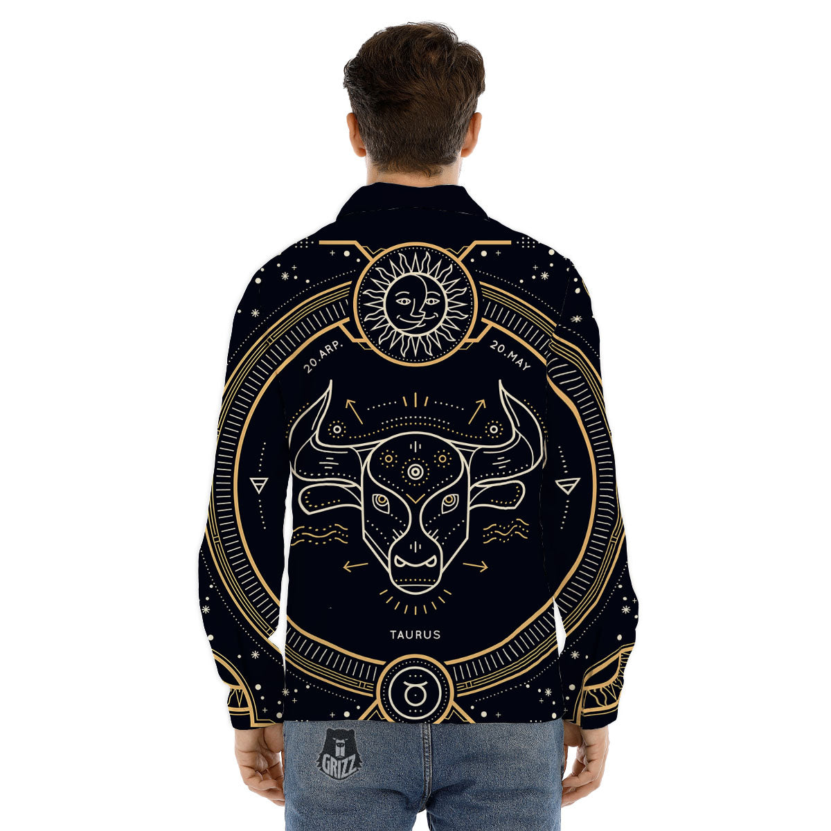 Zodiac Sign Vintage Taurus Print Men's Dress Shirts-grizzshop