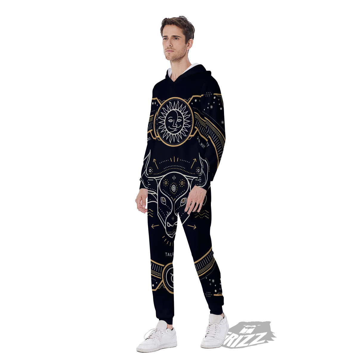 Zodiac Sign Vintage Taurus Print Men's Jumpsuit-grizzshop