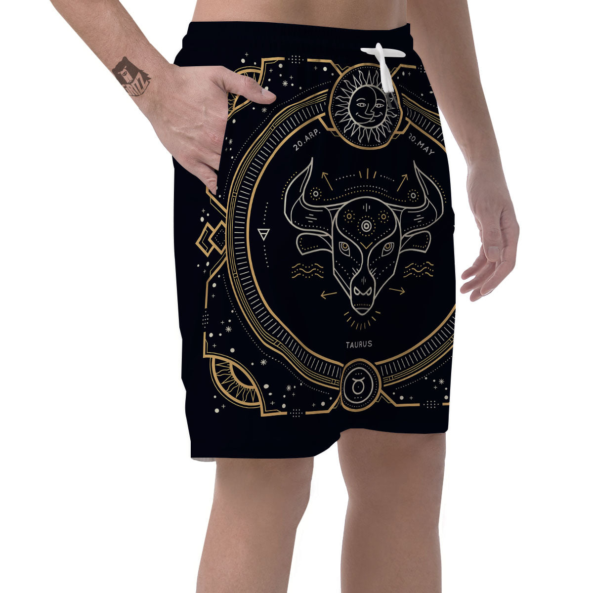 Zodiac Sign Vintage Taurus Print Men's Shorts-grizzshop