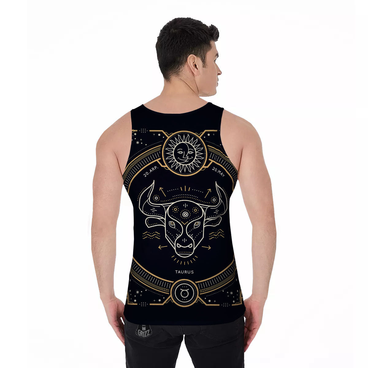Zodiac Sign Vintage Taurus Print Men's Tank Top-grizzshop