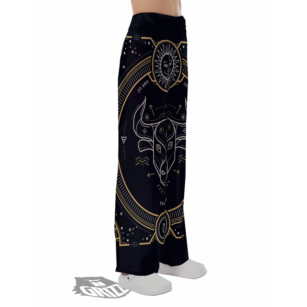 Zodiac Sign Vintage Taurus Print Pajama Pants-grizzshop