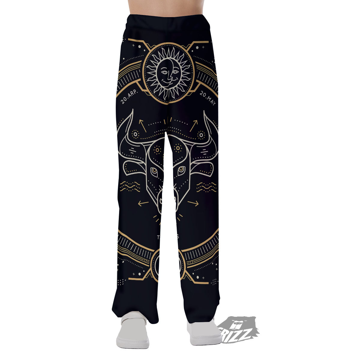 Zodiac Sign Vintage Taurus Print Pajama Pants-grizzshop