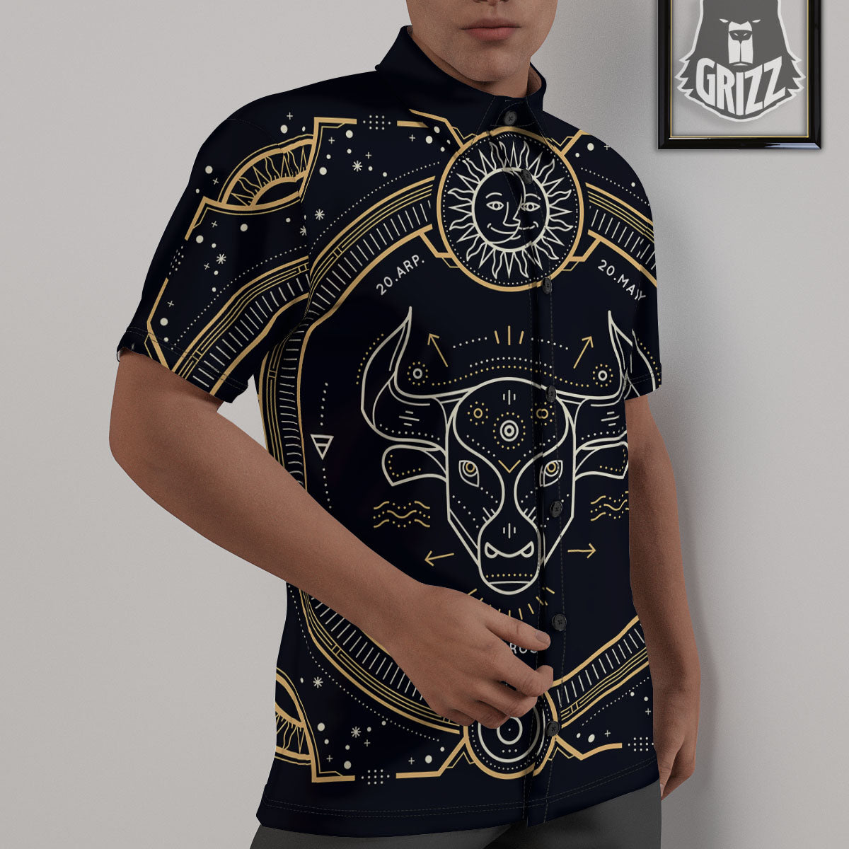 Zodiac Sign Vintage Taurus Print Untucked Shirts-grizzshop