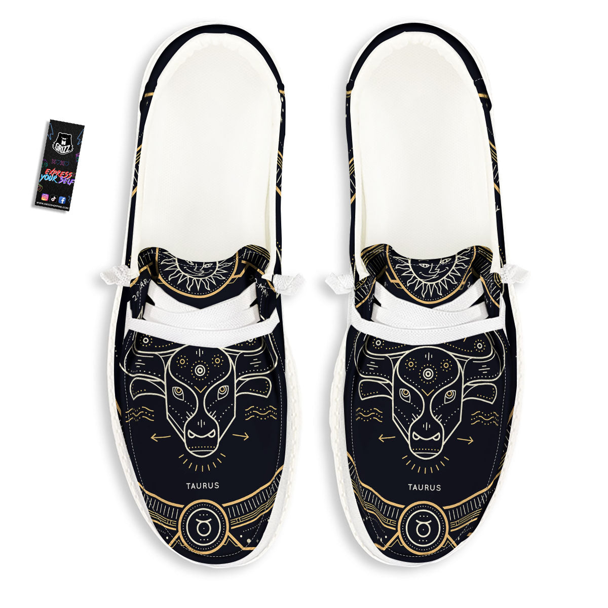 Zodiac Sign Vintage Taurus Print White Loafers-grizzshop