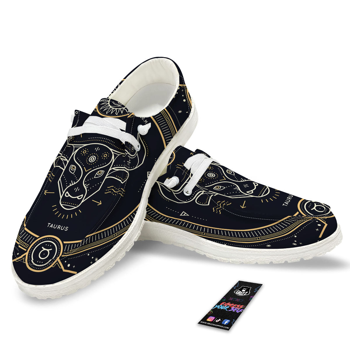 Zodiac Sign Vintage Taurus Print White Loafers-grizzshop
