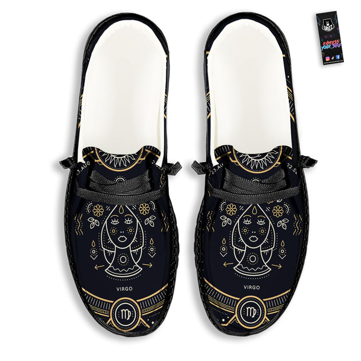 Zodiac Sign Vintage Virgo Print Black Loafers-grizzshop