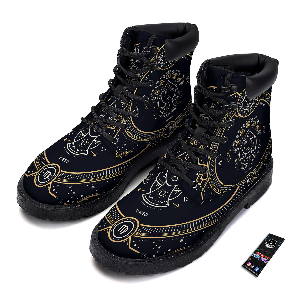 Zodiac Sign Vintage Virgo Print Boots-grizzshop