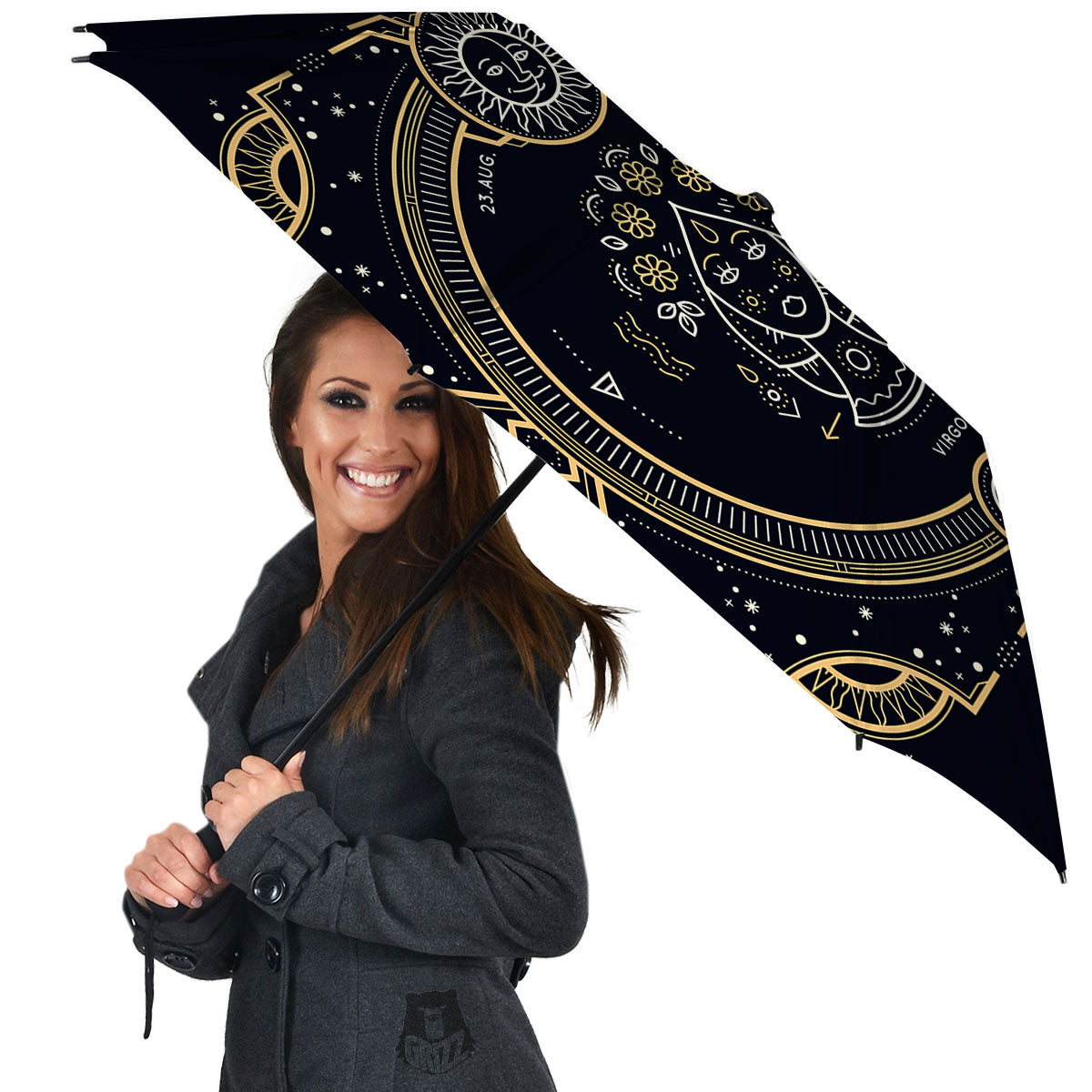 Zodiac Sign Vintage Virgo Print Umbrella-grizzshop