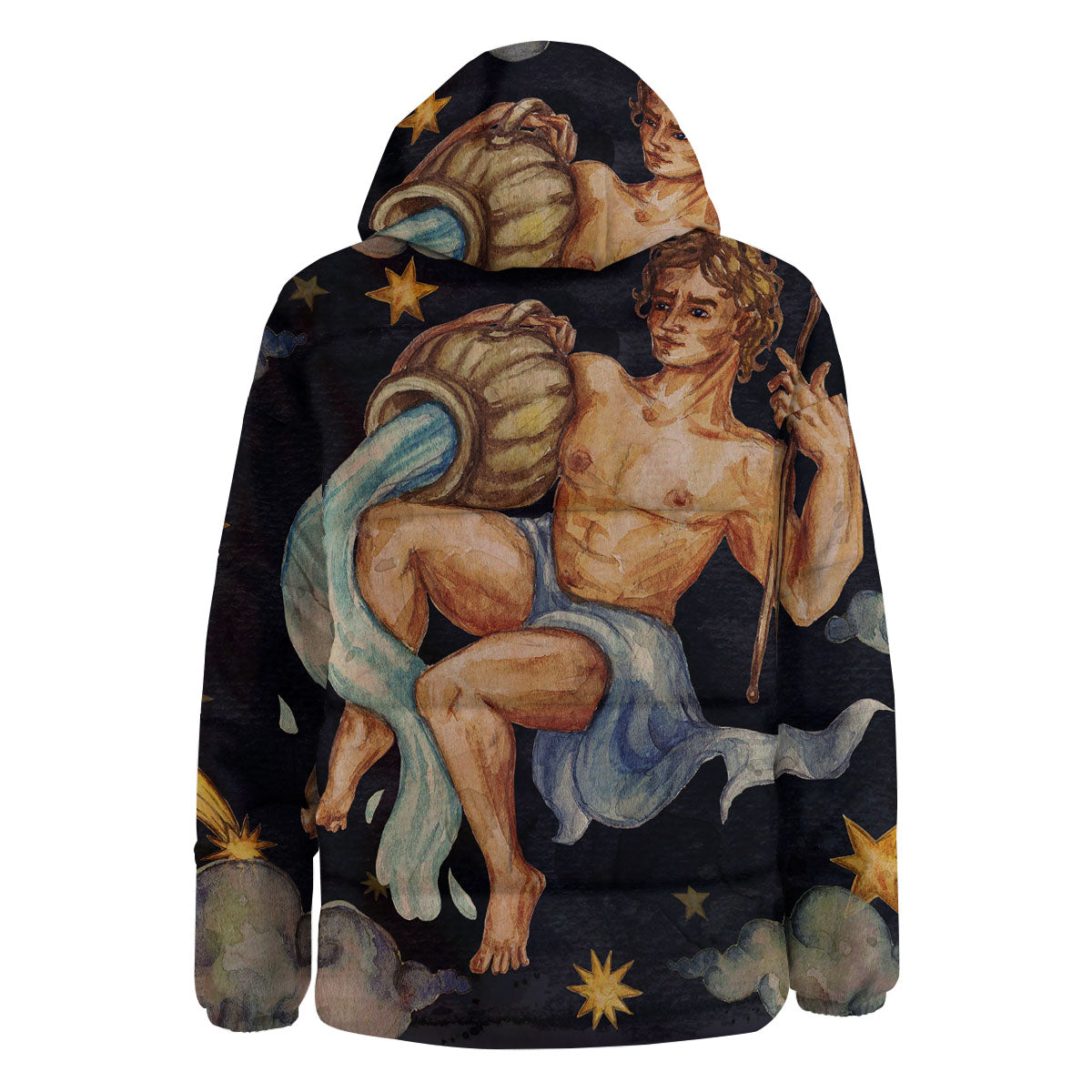 Zodiac Sign Watercolor Aquarius Print Down Jacket-grizzshop