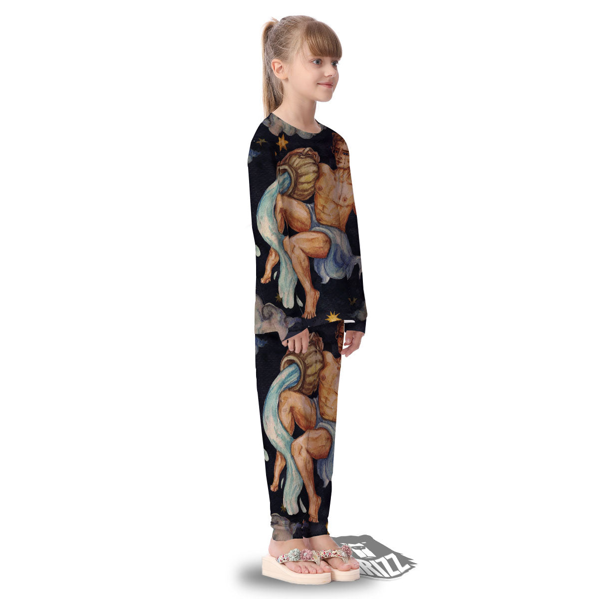 Zodiac Sign Watercolor Aquarius Print Kid's Pajamas-grizzshop