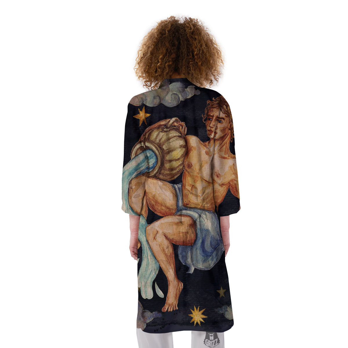 Zodiac Sign Watercolor Aquarius Print Kimono-grizzshop