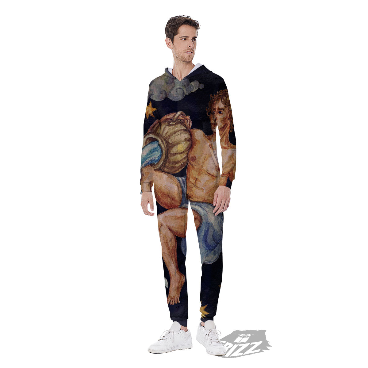 Zodiac Sign Watercolor Aquarius Print Men's Jumpsuit-grizzshop