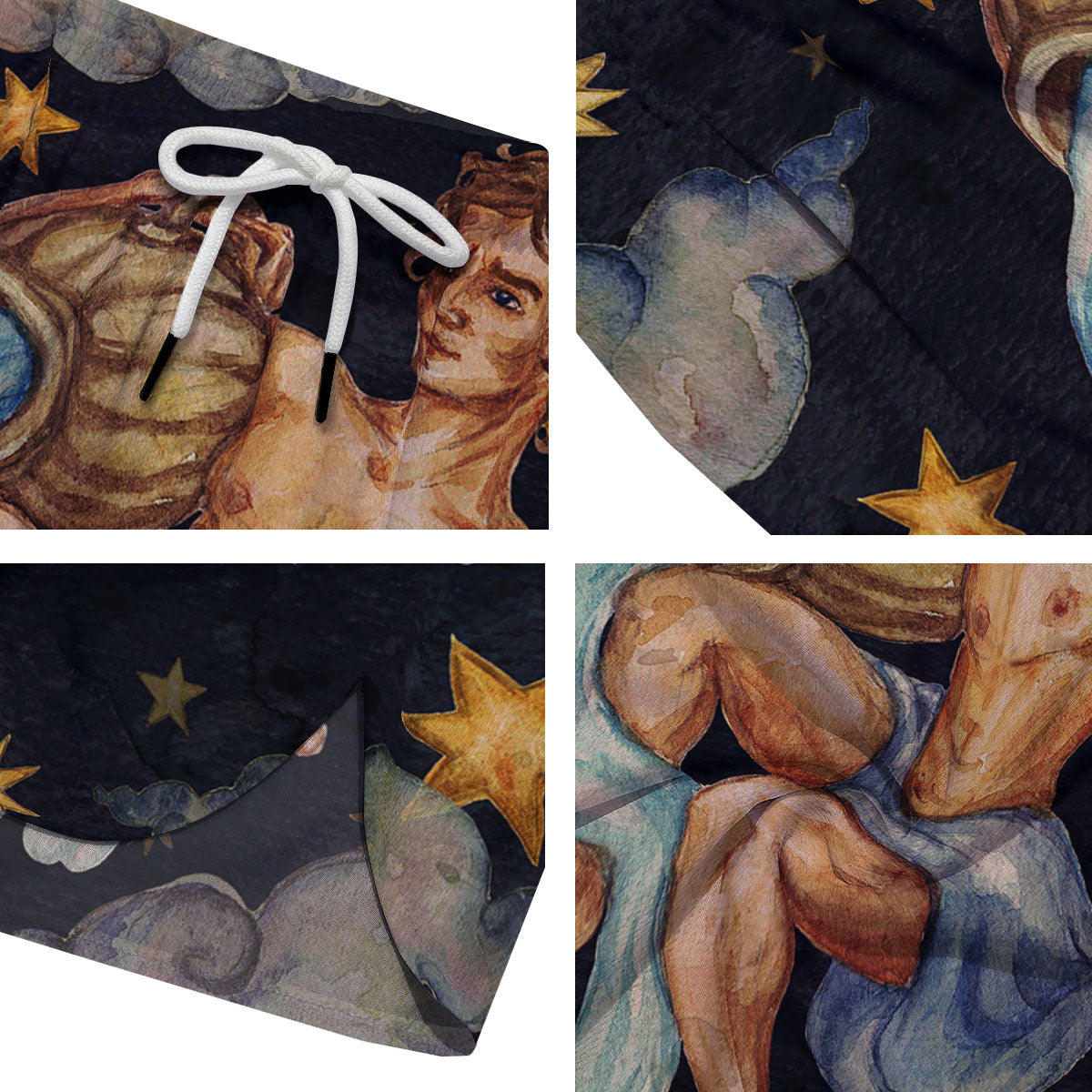 Zodiac Sign Watercolor Aquarius Print Men's Running Shorts-grizzshop