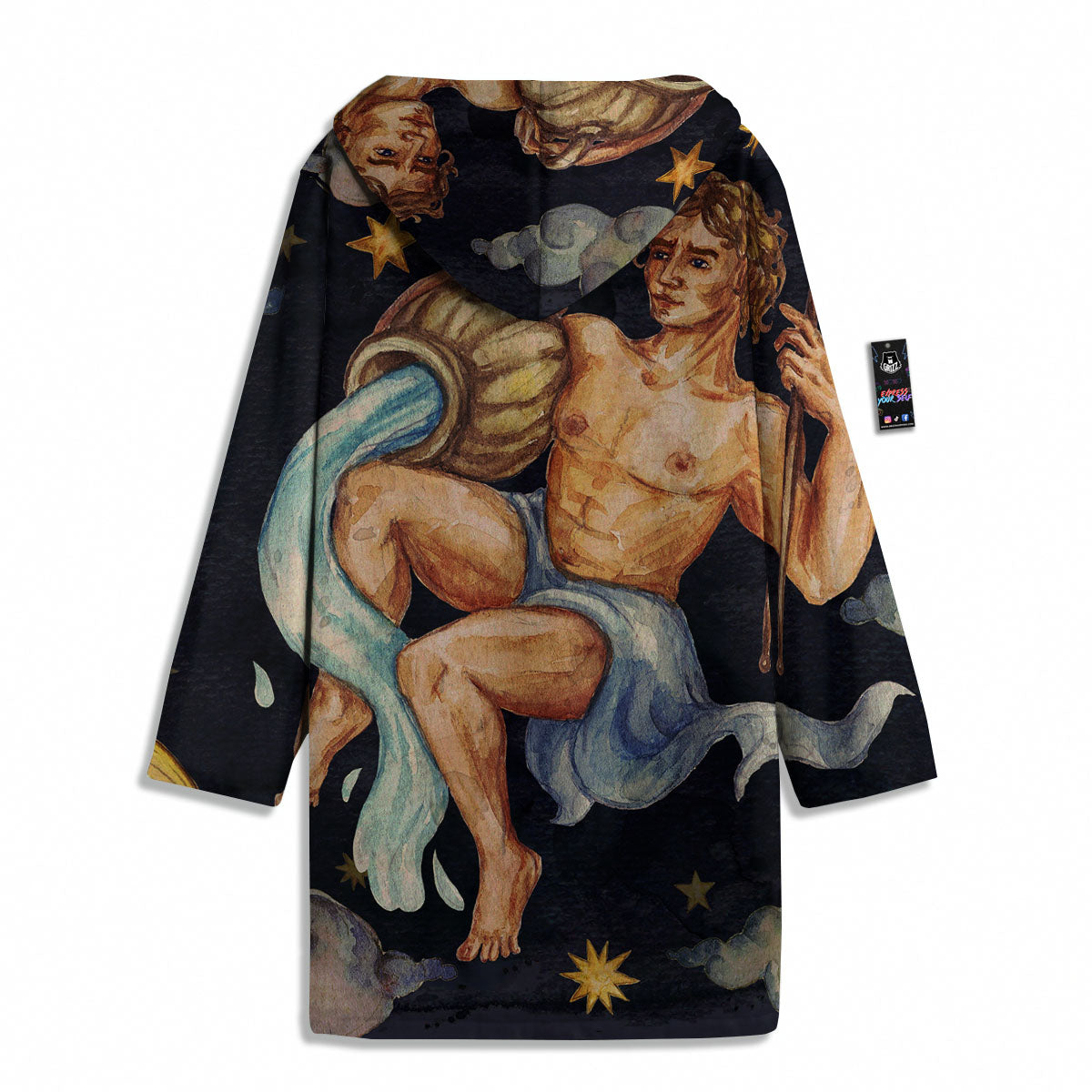 Zodiac Sign Watercolor Aquarius Print Men's Windbreaker Jacket-grizzshop
