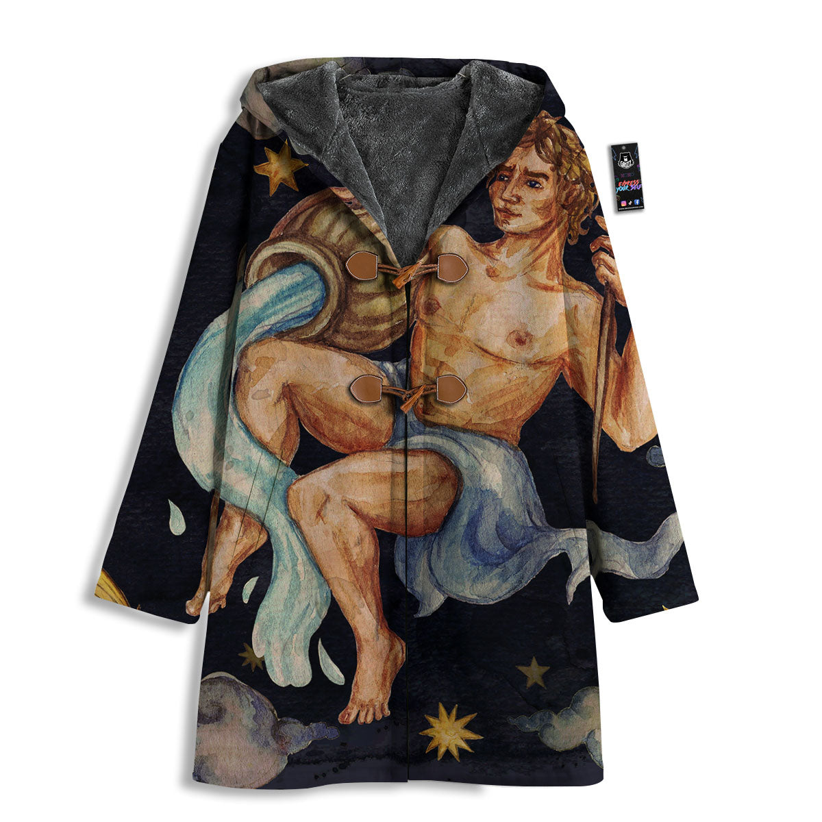 Zodiac Sign Watercolor Aquarius Print Men's Windbreaker Jacket-grizzshop