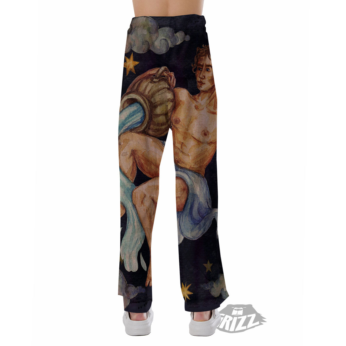 Zodiac Sign Watercolor Aquarius Print Pajama Pants-grizzshop