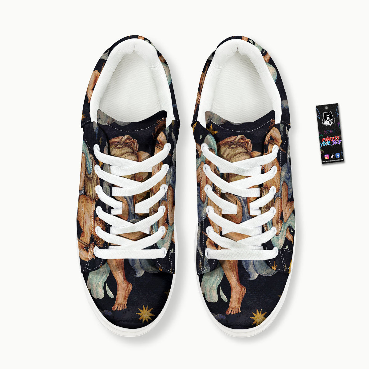 Zodiac Sign Watercolor Aquarius Print Platform Shoes-grizzshop
