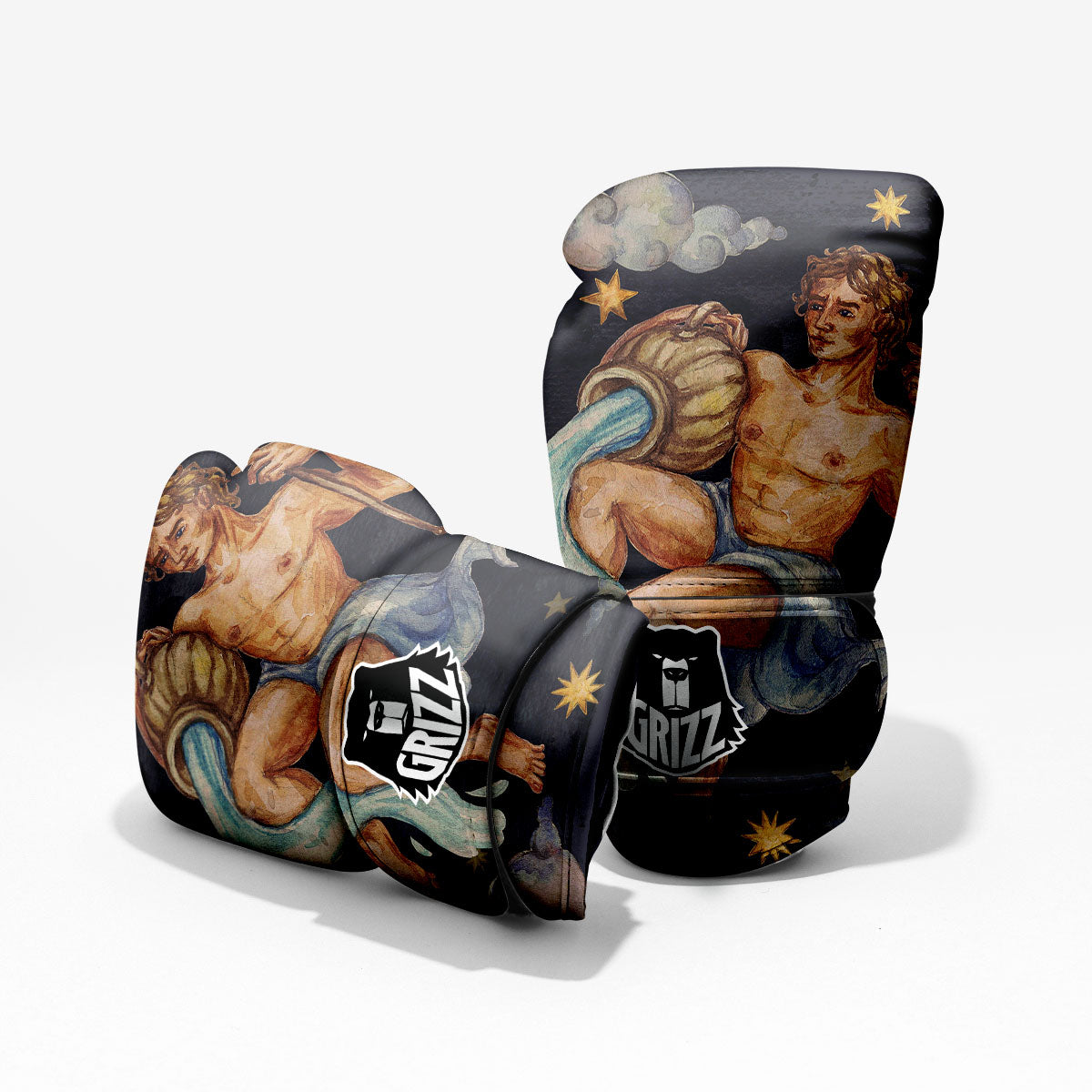 Zodiac Sign Watercolor Aquarius Print Pro Boxing Glove