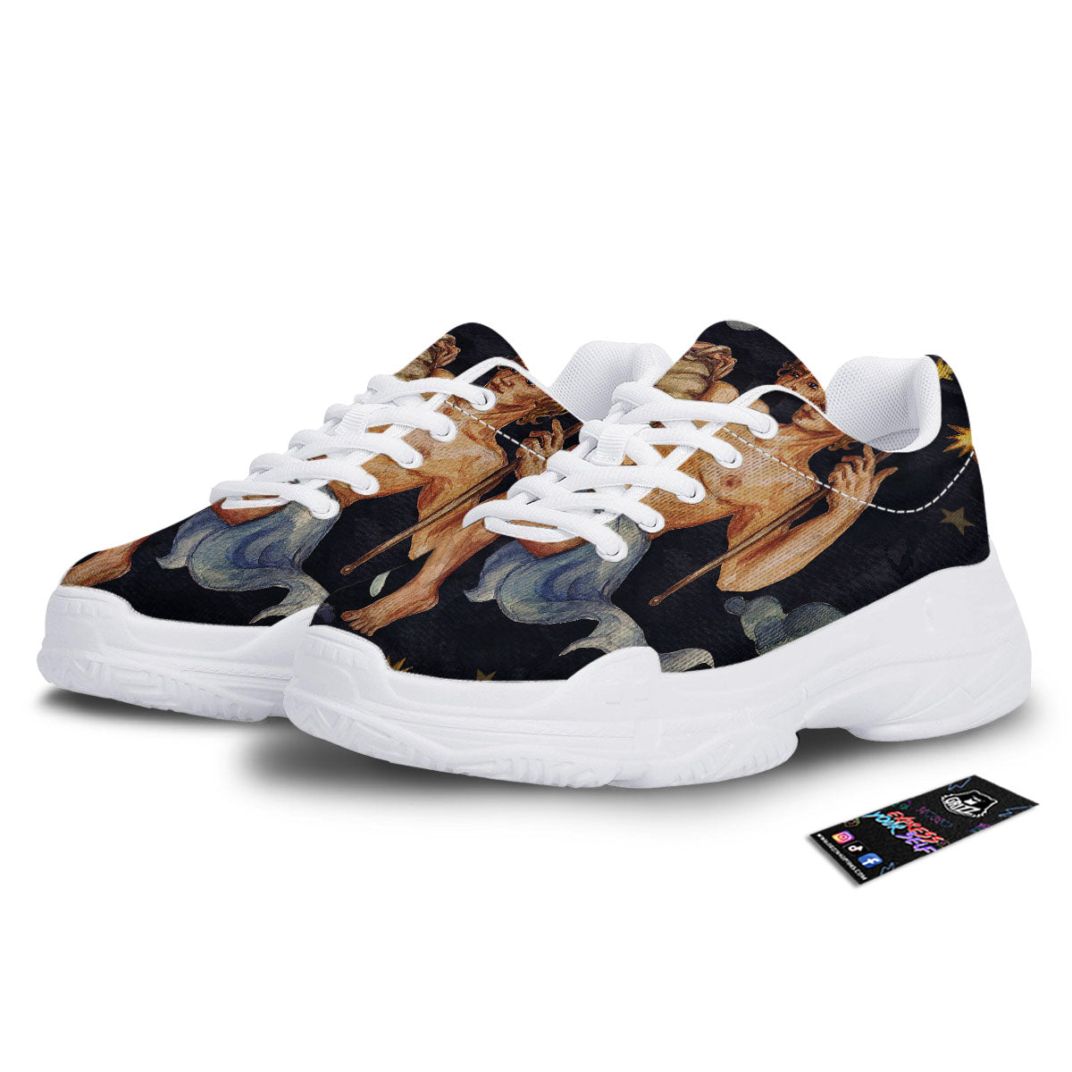 Zodiac Sign Watercolor Aquarius Print White Chunky Shoes-grizzshop