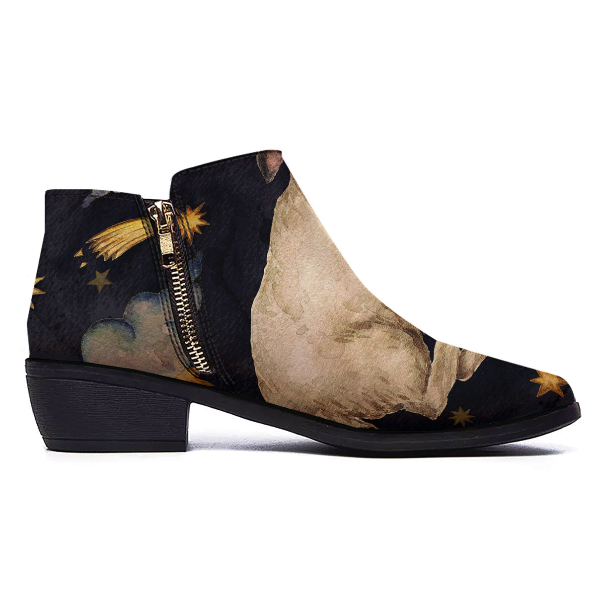 Zodiac Sign Watercolor Aries Print Ankle Boots-grizzshop