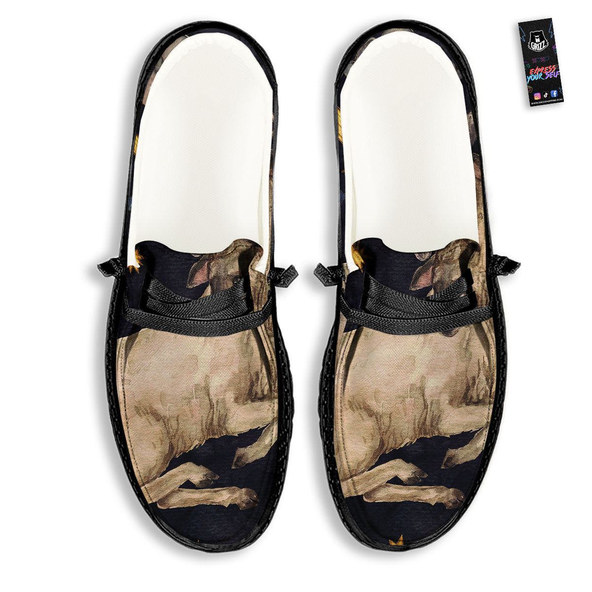 Zodiac Sign Watercolor Aries Print Black Loafers-grizzshop