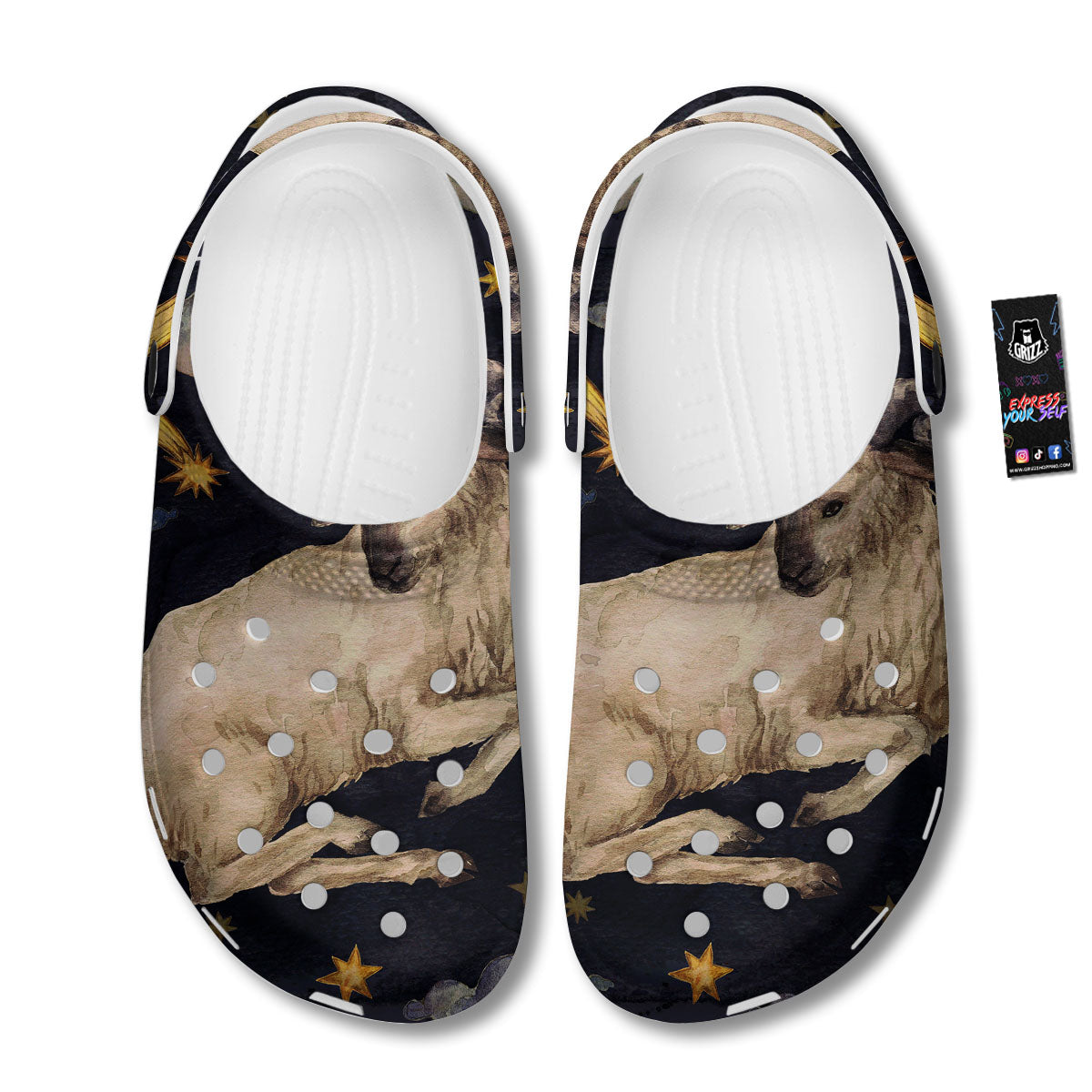 Zodiac Sign Watercolor Aries Print Clog-grizzshop