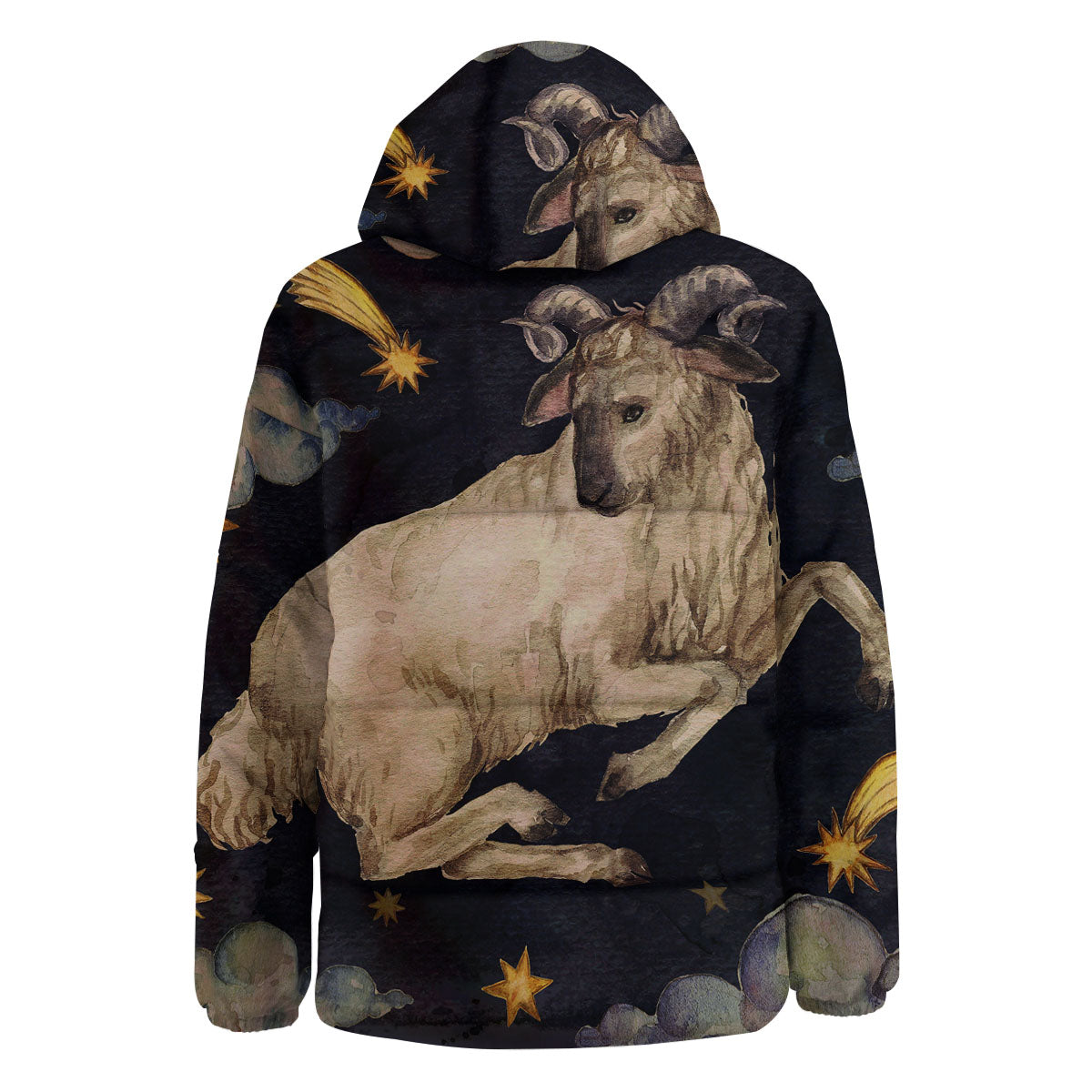 Zodiac Sign Watercolor Aries Print Down Jacket-grizzshop