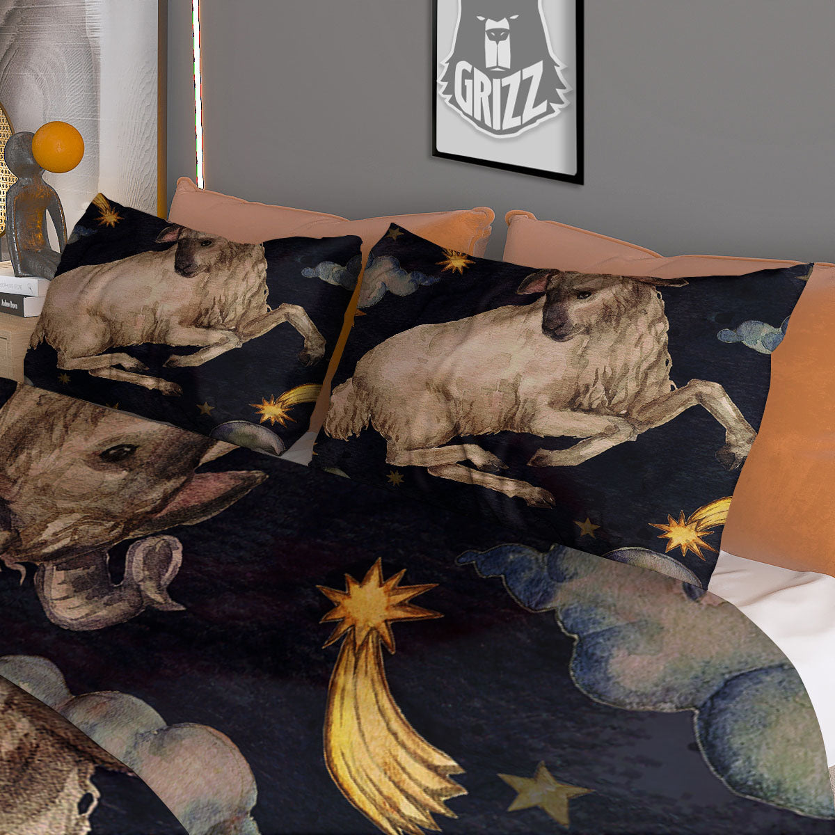 Zodiac Sign Watercolor Aries Print Duvet Cover Bedding Set