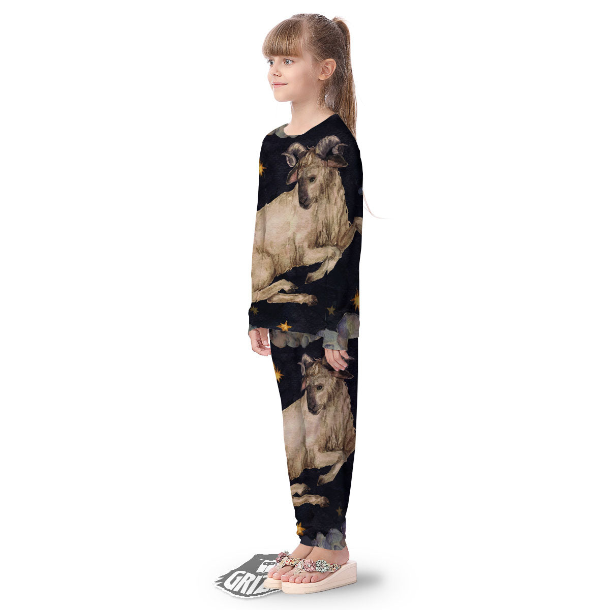 Zodiac Sign Watercolor Aries Print Kid's Pajamas-grizzshop