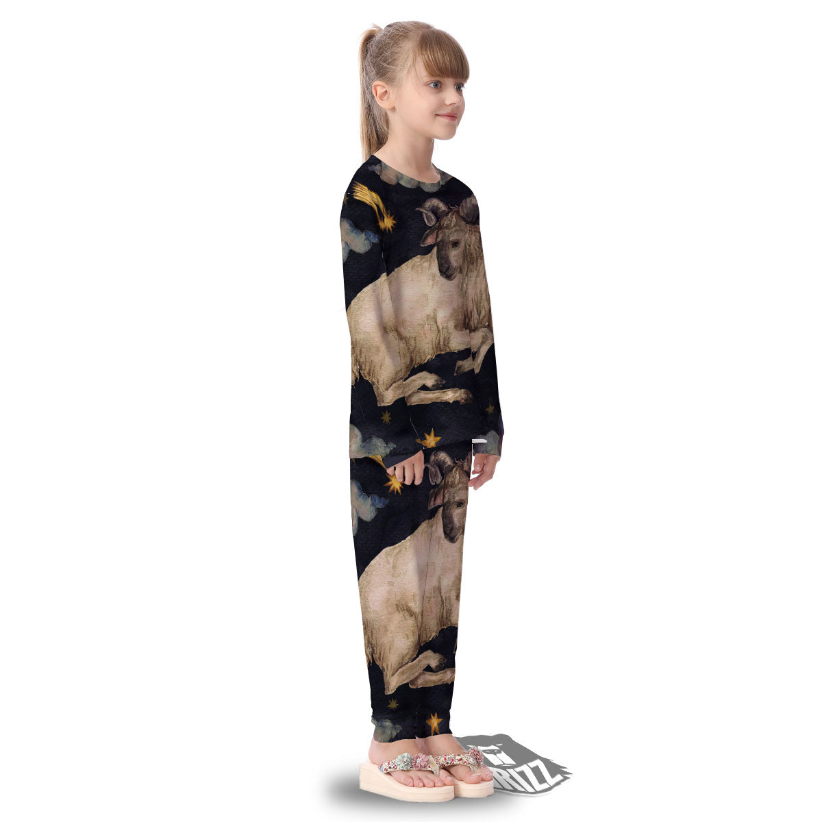 Zodiac Sign Watercolor Aries Print Kid's Pajamas-grizzshop