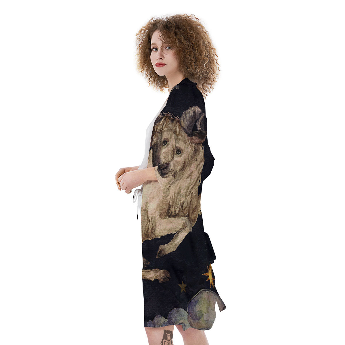 Zodiac Sign Watercolor Aries Print Kimono-grizzshop