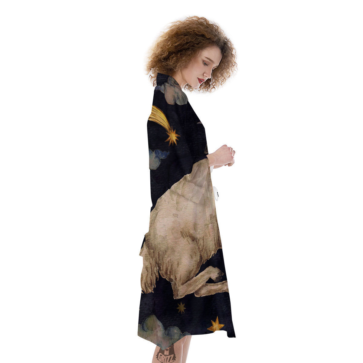 Zodiac Sign Watercolor Aries Print Kimono-grizzshop