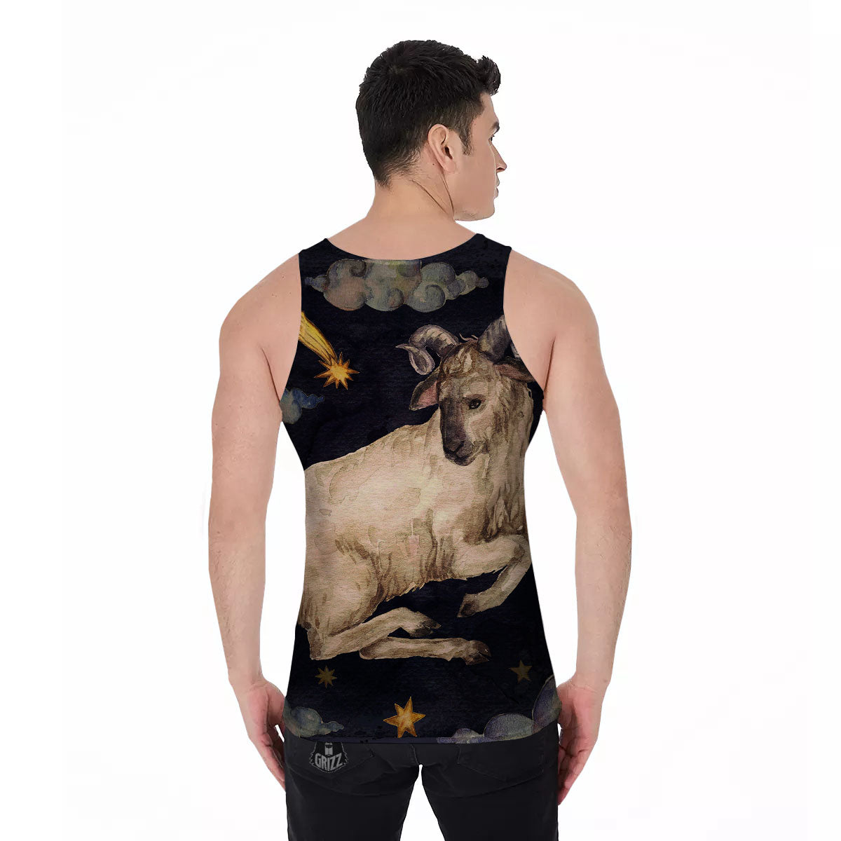 Zodiac Sign Watercolor Aries Print Men's Tank Top-grizzshop