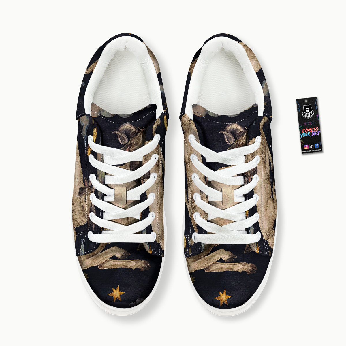 Zodiac Sign Watercolor Aries Print Platform Shoes-grizzshop