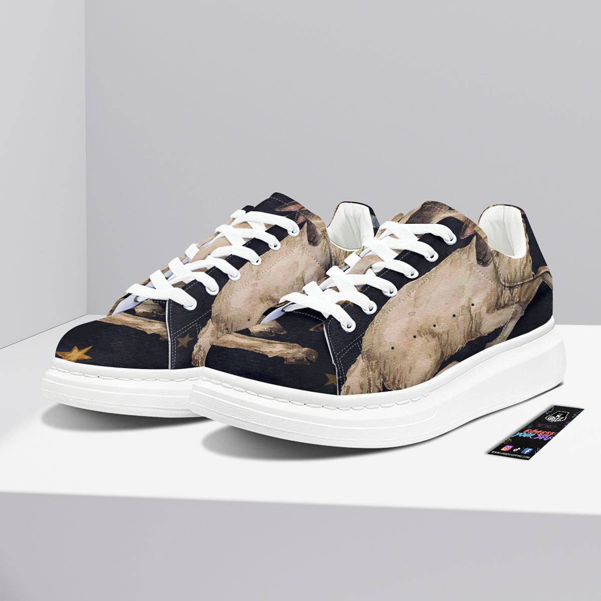 Zodiac Sign Watercolor Aries Print Platform Shoes-grizzshop
