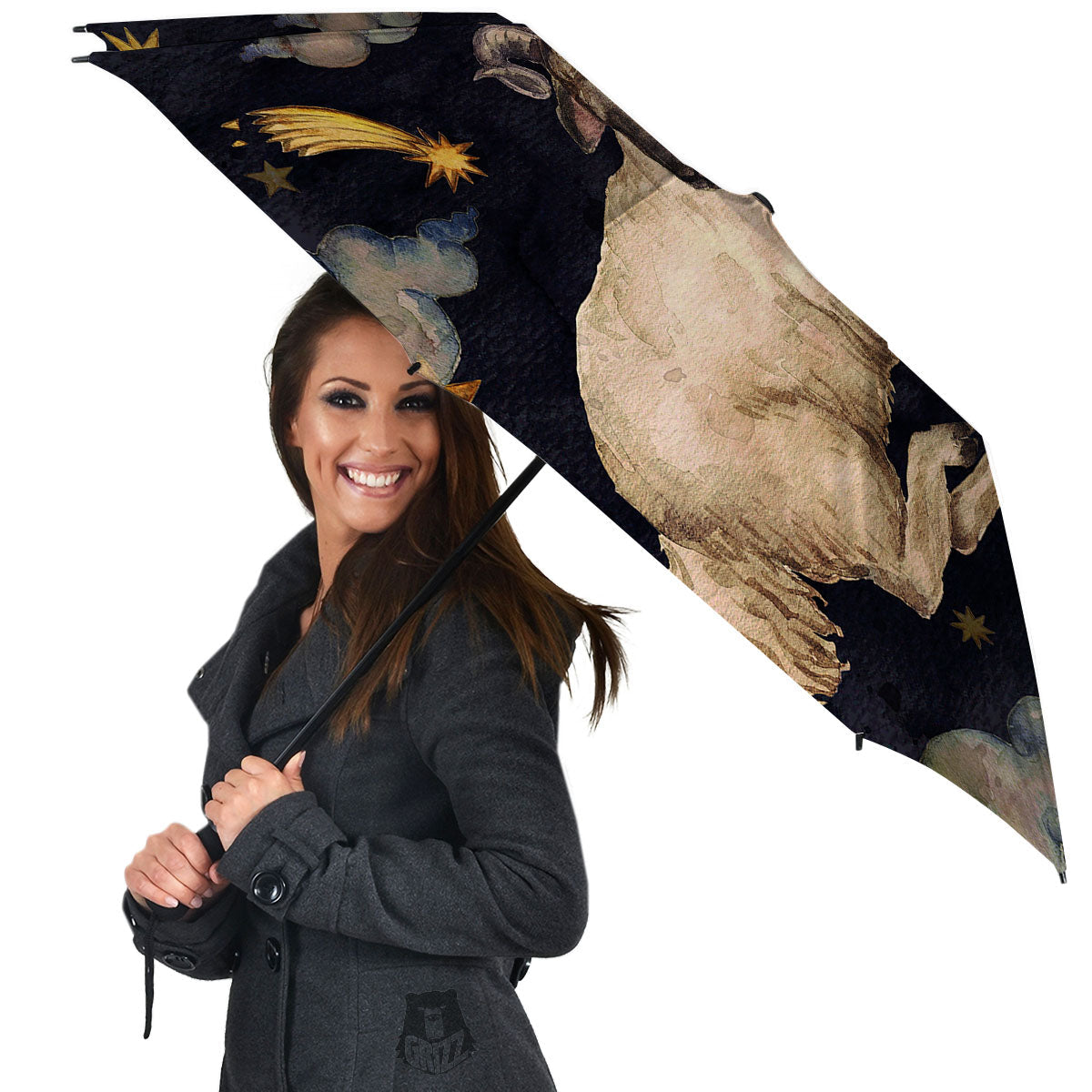 Zodiac Sign Watercolor Aries Print Umbrella-grizzshop