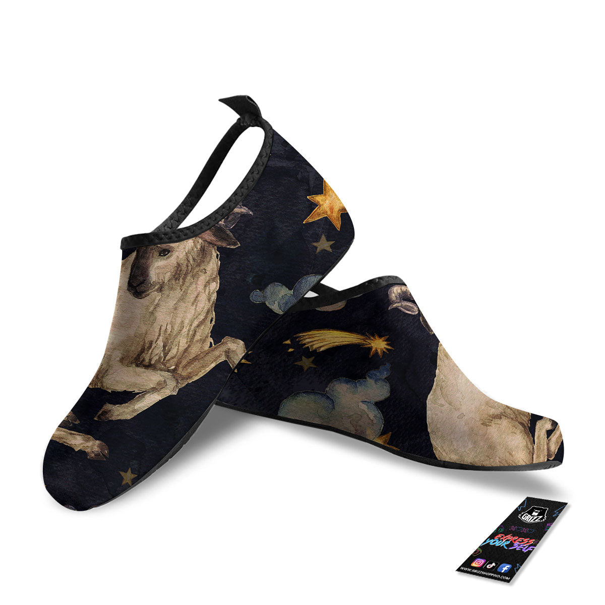 Zodiac Sign Watercolor Aries Print Water Shoes-grizzshop