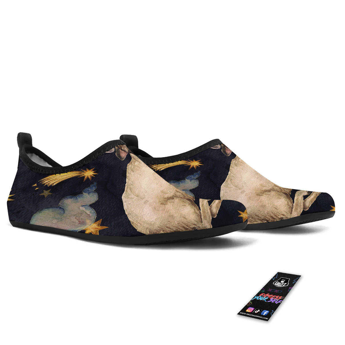 Zodiac Sign Watercolor Aries Print Water Shoes-grizzshop