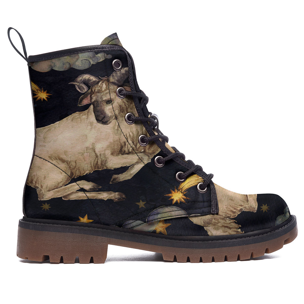 Zodiac Sign Watercolor Aries Print Work Boots-grizzshop