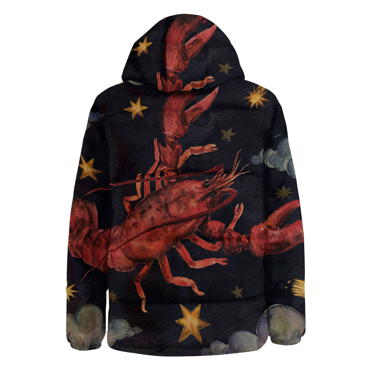 Zodiac Sign Watercolor Cancer Print Down Jacket-grizzshop