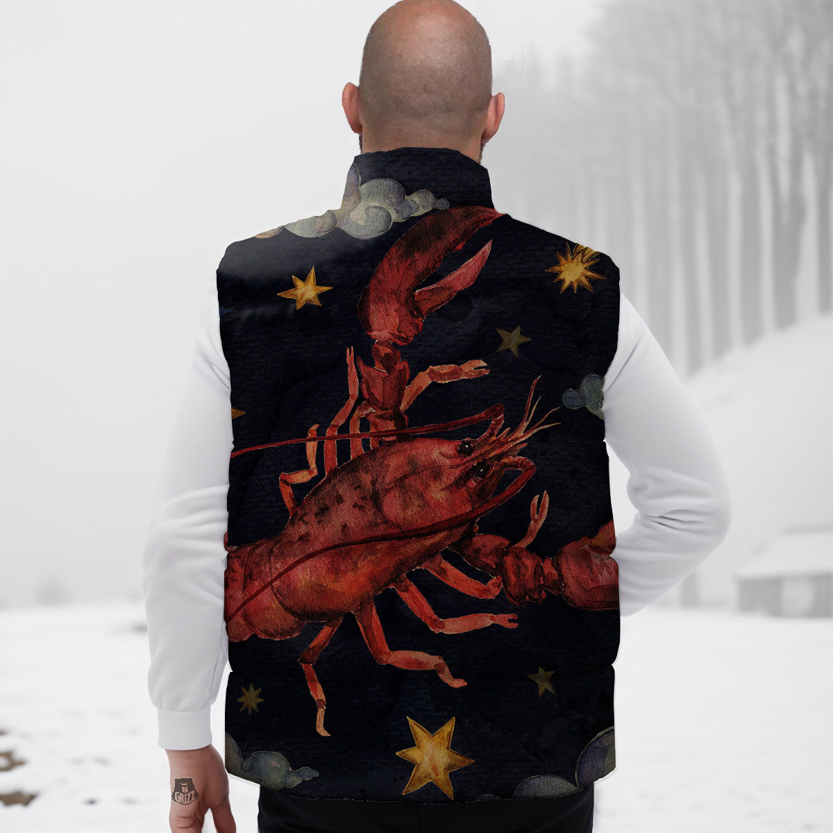 Zodiac Sign Watercolor Cancer Print Down Vest