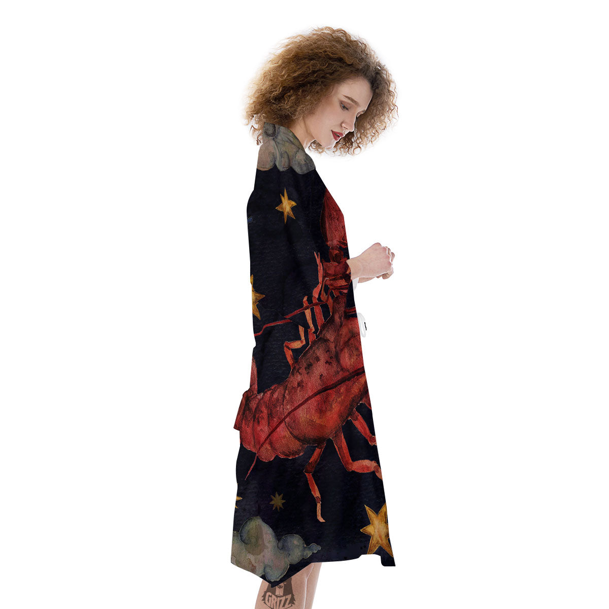 Zodiac Sign Watercolor Cancer Print Kimono-grizzshop
