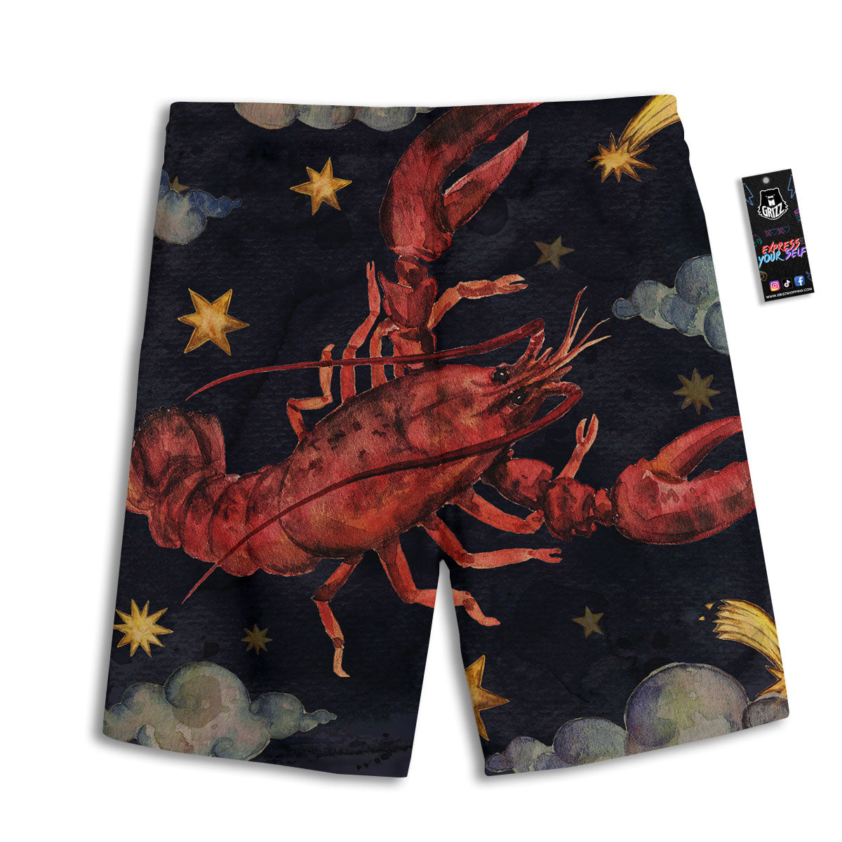Zodiac Sign Watercolor Cancer Print Men's Athletic Shorts