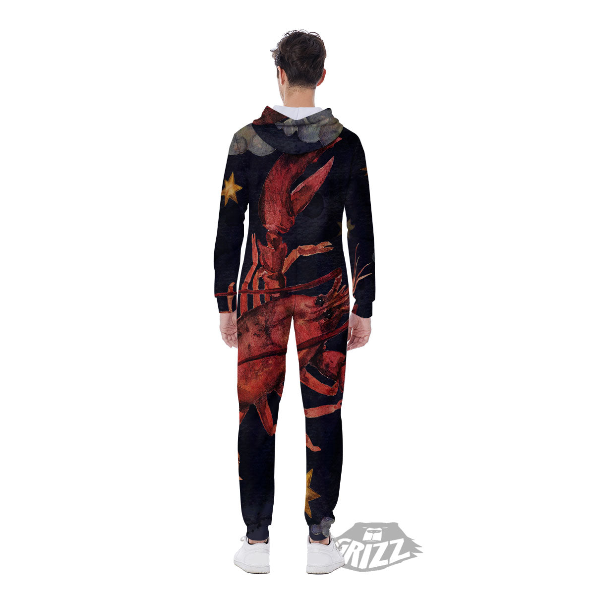 Zodiac Sign Watercolor Cancer Print Men's Jumpsuit-grizzshop