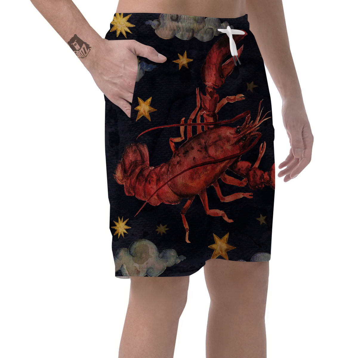 Zodiac Sign Watercolor Cancer Print Men's Shorts-grizzshop