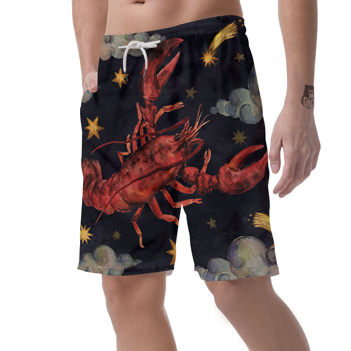 Zodiac Sign Watercolor Cancer Print Men's Shorts-grizzshop