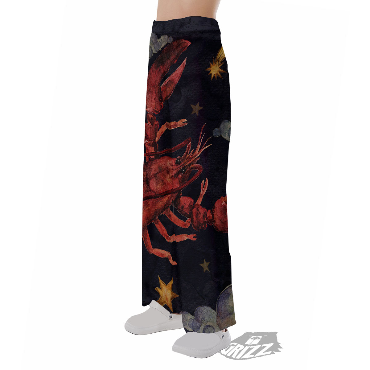 Zodiac Sign Watercolor Cancer Print Pajama Pants-grizzshop